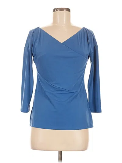 Pre-owned Bold Elements 3/4 Sleeve Top Blue Sweetheart Neckline Tops