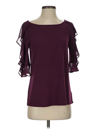 Pre-owned Bold Elements 3/4 Sleeve Top Burgundy Cold Shoulder Neckline Tops