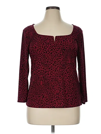 Pre-owned Bold Elements 3/4 Sleeve Top Burgundy Sweetheart Neckline Tops