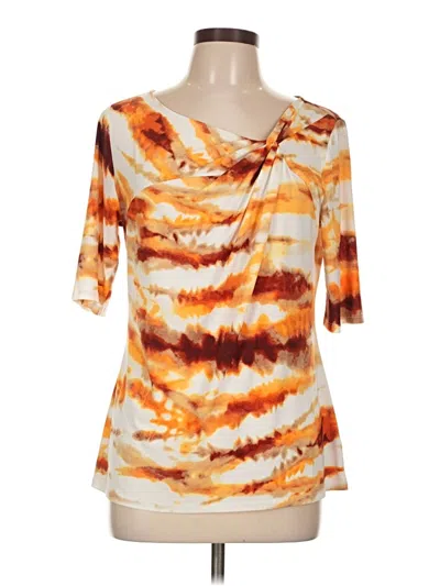 Pre-owned Bold Elements 3/4 Sleeve Top Orange Cowl Neck Tops