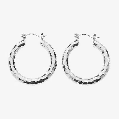 Bold Elements Bold Addiction Womens 1 1/4 Inch Hoop Earrings In Silver