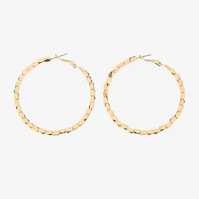 Bold Elements Bold Addiction Womens 10k Gold 2 Inch Hoop Earrings In Yellow