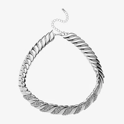 Bold Elements Bold Addiction Womens 14 Inch Collar Necklace In Silver