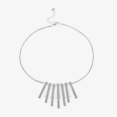 Bold Elements Bold Addiction Womens 17 Inch Statement Necklace In Silver