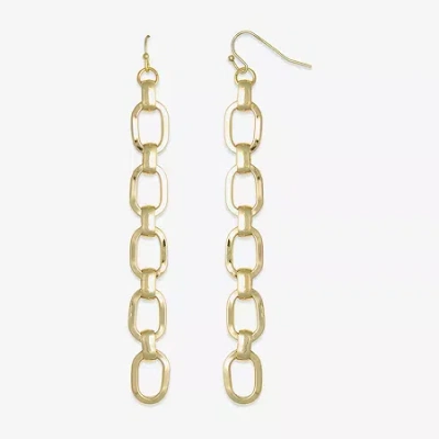 Bold Elements Chain Link Linear Womens Stainless Steel Drop Earrings In Gold