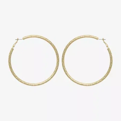 Bold Elements Diamond-cut 79.1mm Womens 79.1mm Hoop Earrings In Gold