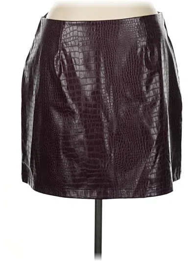 Pre-owned Bold Elements Faux Leather Skirt In Burgundy
