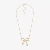 Bold Elements Gold Tone Womens Simulated Pearl Bow 18 Inch Pendant Necklace In Gold