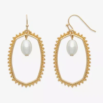 Bold Elements Gold Tone Womens Simulated Pearl Drop Earrings In Yellow