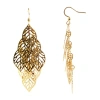 Bold Elements Leaf Womens Drop Earrings In Gold