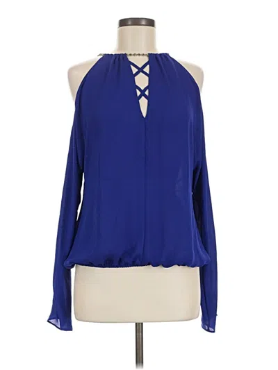 Pre-owned Bold Elements Long Sleeve Blouse In Blue