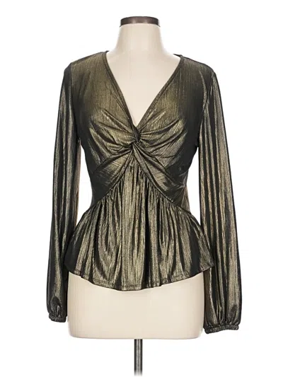 Pre-owned Bold Elements Long Sleeve Blouse In Gold