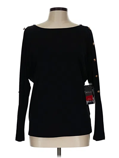 Bold Elements Long Sleeve Top Black Boatneck Tops