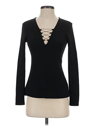 Pre-owned Bold Elements Long Sleeve Top Black Keyhole Neckline Tops
