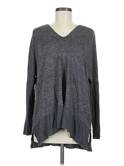 Pre-owned Bold Elements Long Sleeve Top Gray V-neck Tops
