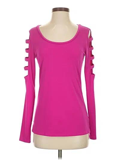 Pre-owned Bold Elements Long Sleeve Top Pink Cold Shoulder Neckline Tops