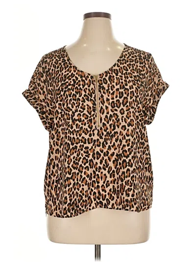 Pre-owned Bold Elements Short Sleeve Blouse In Brown