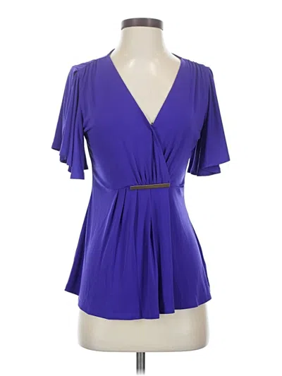 Pre-owned Bold Elements Short Sleeve Blouse In Purple