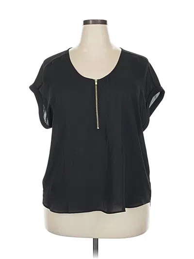 Pre-owned Bold Elements Short Sleeve Top Black Keyhole Neckline Tops