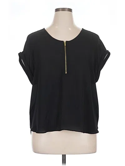 Pre-owned Bold Elements Short Sleeve Top Black Keyhole Neckline Tops