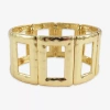 Bold Elements Silver Tone Hammered Rectangular Womens Stretch Bracelet In Gold