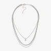 Bold Elements Silver Tone Three Row Womens 15 Inch Cable Chain Necklace In Silver
