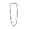 Bold Elements Silver Tone Three Row Womens 15 Inch Cable Chain Necklace In Gold