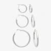 Bold Elements Silver Tone Womens 3 Pair Earring Set In Metallic