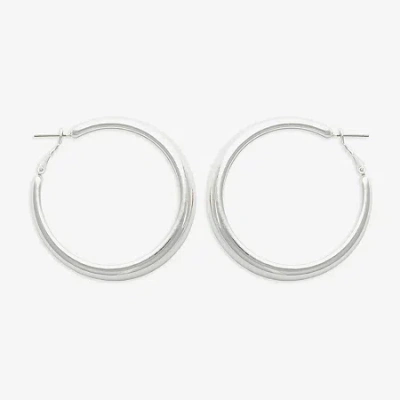 Bold Elements Silver Tone Womens 30.1mm Hoop Earrings