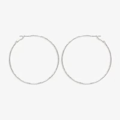 Bold Elements Silver Tone Womens Stainless Steel 32.1mm Hoop Earrings