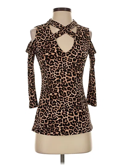 Pre-owned Bold Elements Tank Top Brown Cold Shoulder Neckline Tops