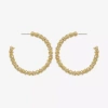 Bold Elements Textured Open Womens 49.8mm Hoop Earrings In Gold