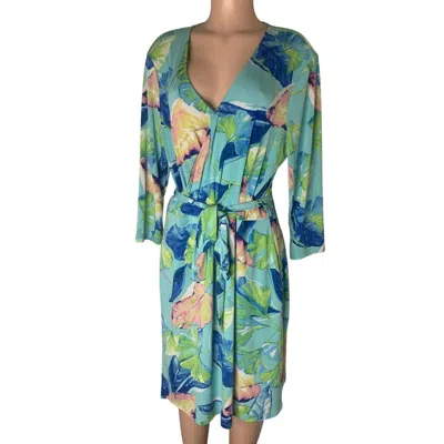 Bold Elements Women's Wrap Dress In Aqua Tropical In Multi
