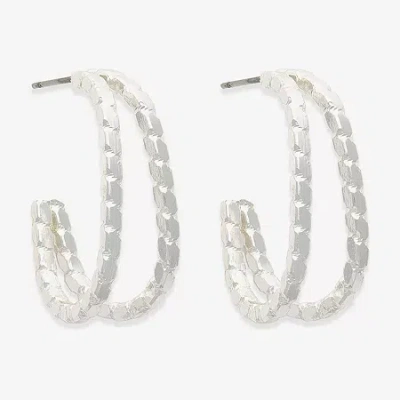 Bold Elements Womens 20.2mm Hoop Earrings In White