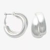 Bold Elements Womens 22.1mm Hoop Earrings In Silver