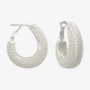 Bold Elements Womens 29.1mm Hoop Earrings In Silver