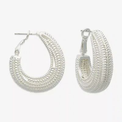 Bold Elements Womens 29.1mm Hoop Earrings In Silver