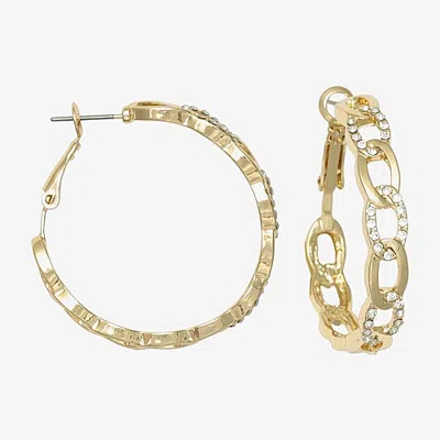 Bold Elements Womens 38mm Hoop Earrings In Yellow