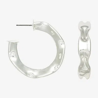 Bold Elements Womens 42.6mm Hoop Earrings In Silver
