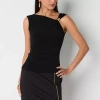 Bold Elements Womens Asymmetrical Neck Sleeveless Blouse In Black