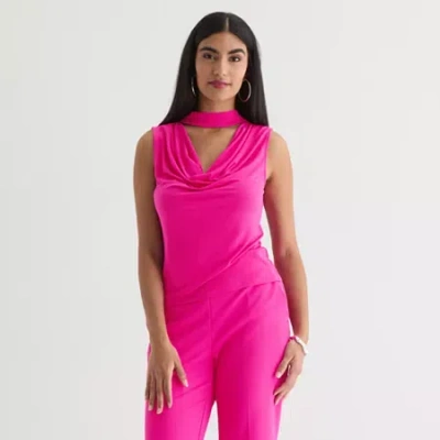 Bold Elements Womens Cowl Neck Sleeveless Blouse In Pink