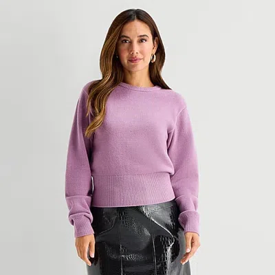 Bold Elements Womens Crew Neck Long Sleeve Cardigan In Purple
