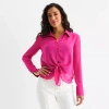 Bold Elements Womens Fitted Long Sleeve Regular Fit Button-down Shirt In Pink