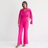 Bold Elements Womens Flare Mid Rise Trouser In Pink
