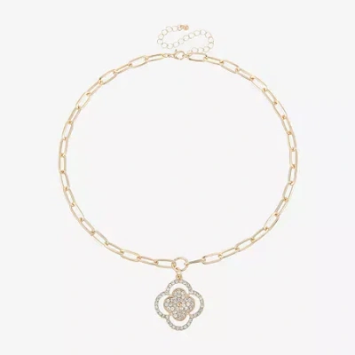 Bold Elements Womens Glass Clover 18 Inch Pendant Necklace In Pink