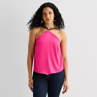 Bold Elements Womens Halter Neck Satin Blouse In Pink