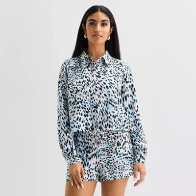 Bold Elements Womens Long Sleeve Crop Top In Blue