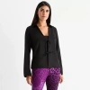 Bold Elements Womens Long Sleeve Satin Blouse In Black