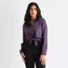 Bold Elements Womens Long Sleeve Satin Blouse In Purple