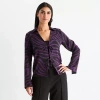 Bold Elements Womens Long Sleeve Satin Blouse In Purple